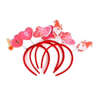 Three-piece Valentine's Day headband set with glitter hearts and cute gnome decorations
