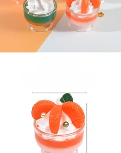 Detailed size view of mini simulation ice cream sundae keychain with fruit topping