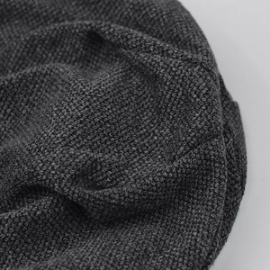 Versatile dark grey knit beanie hat for men and women with breathable fabric texture