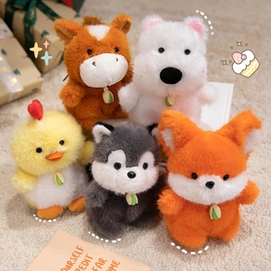 Cute Plush Animal Keychain Bag Charm Soft Fluffy Cartoon Panda Elephant Capybara Sloth Toy Pendant For Girls Kids