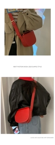 Red PU leather saddle bag shown on model highlighting its size and stylish crossbody fit