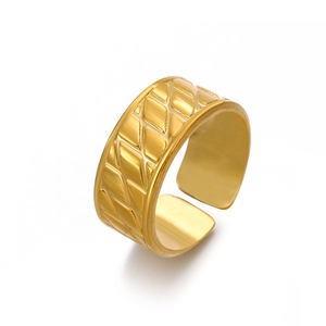 Geometrischer gesteppter Ring aus 18 Karat vergoldetem Edelstahl mit offenem Design