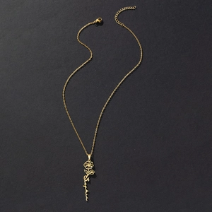 Detail of gold-plated rose and Sophia name pendant with adjustable lobster clasp chain