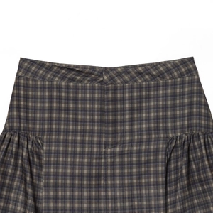 Chique geruite minirok voor dames met hoge taille, fijne plooien en donkergrijs ruitpatroon
