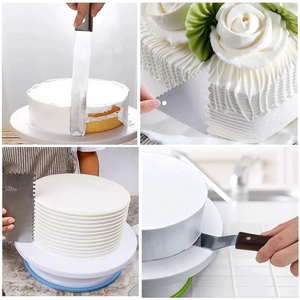 Aluminum alloy cake turntable with professional stainless steel spatulas and scrapers