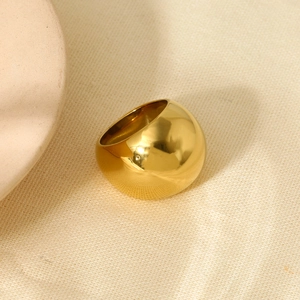 Minimalist 18K gold plated stainless steel chunky dome ring with a polished sphere design