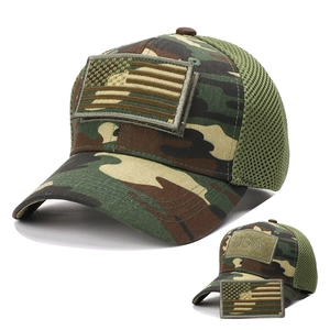 Tactical camouflage baseball cap with USA flag embroidery and breathable mesh back
