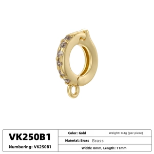 Macro detail of 18K gold plated brass clasp with zircons for jewelry DIY 8x11mm