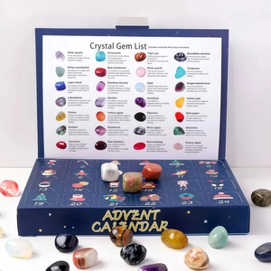 Christmas Advent calendar box featuring 24 natural polished crystal gems and a mineral list