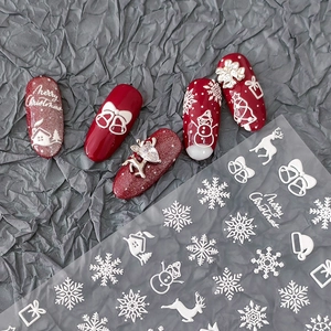 3D relief Christmas nail stickers with snowflake reindeer and snowman designs