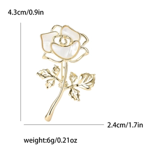 Elegant gold shell rose brooch for women with 4.3cm height and 2.4cm width size specs