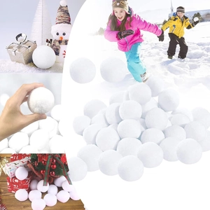 Multiple views of white artificial snowballs for indoor snowball fights and Christmas decor