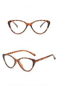 Detail view of retro cat-eye tortoiseshell frames with front and side perspective