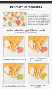 Detail showing Santa Claus PLA cookie cutters with precise 1.5cm height for baking