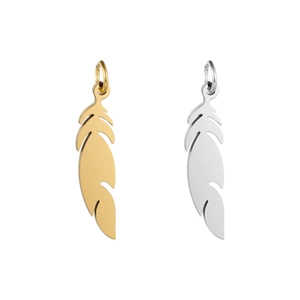 18K gold and silver plated feather pendants made of durable stainless steel for DIY jewelry