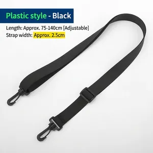 Tracolla regolabile in nylon nero da 2,5 cm con ganci in plastica, 75-140 cm