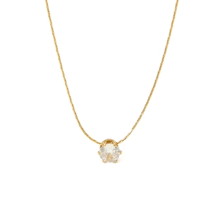 Elegant gold necklace with a single round zircon pendant on a minimalist chain
