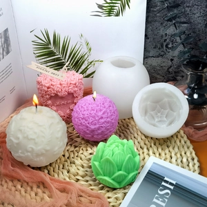 Stampi in silicone per candele rosa e loto con ornamenti in cera floreale fatti a mano