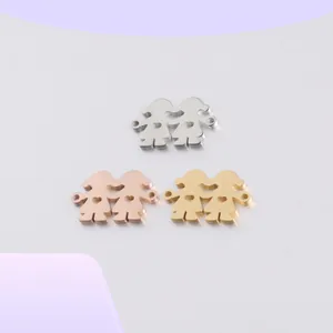 Stainless Steel Family Member Silhouette Charms Mirror Polished Heart Cutout Connectors For DIY Jewelry Making Crafts
