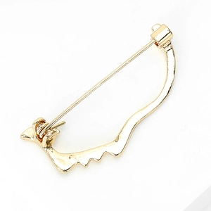 Abstract golden wave brooch minimalist metal lapel pin with secure safety clasp