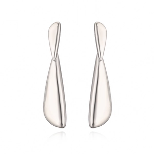 Elegant silver teardrop earrings with a polished finish and minimalist irregular design