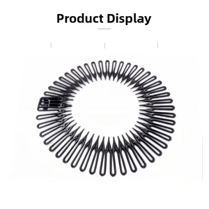 Close-up of flexible black zigzag hair comb headband for styling and fixing messy hair
