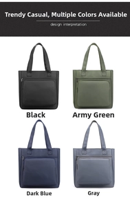 Matrix view of large capacity waterproof nylon tote bags in black, green, blue, and grey