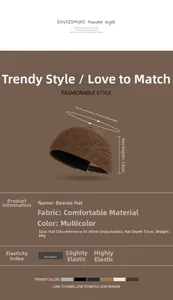 Detail of dark brown corduroy docker hat with 55-60cm adjustable strap and 13cm depth