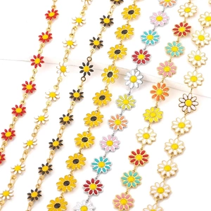 Colorful stainless steel daisy flower chain for DIY jewelry making and necklaces