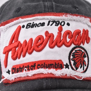 Vintage Baseballkappe aus gewaschener Baumwolle mit America-Stickerei und Retro-Patch