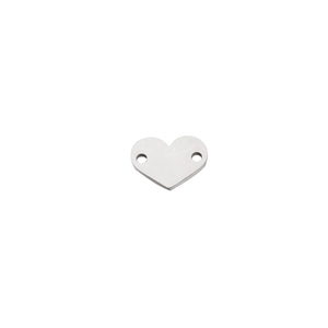 Polished stainless steel heart-shaped pendant with double holes for DIY jewelry