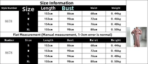 Detailed size chart for sequin evening dress showing length, bust, and waist measurements