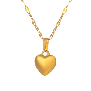 Minimalist 18K gold heart pendant bracelet with flat twisted chain for women
