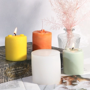 Cylindrical Tai Chi candle silicone mold for DIY crafts with various colored candles