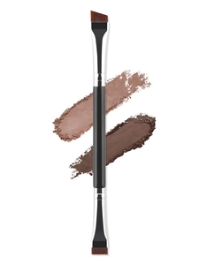 Dual-ended eyebrow and eyeliner brush with angled bristles and powder stroke details