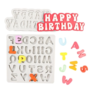 Stampi In Silicone Happy Birthday E Lettere Alfabeto Maiuscole Per Decorazione Torte DIY Fondant Cioccolato Strumenti