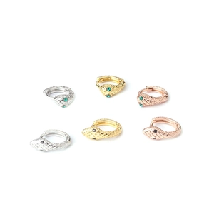 Snake wrap hoop earrings in silver gold and rose gold with sparkling crystal eyes
