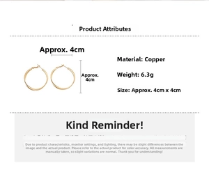 Macro view of gold-plated double-layered crossover hoop earrings with 4cm size specs