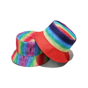 Vibrant rainbow tie-dye bucket hats for summer outdoor festivals and casual wear