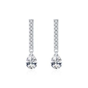 Elegant S925 sterling silver teardrop earrings featuring brilliant round sparkling stones