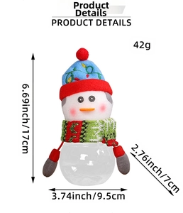 Detailed dimensions of the snowman Christmas candy jar with specific size and weight data