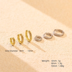 S925 sterling silver hoop earrings with pavé crystals in gold and silver finishes