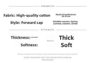 Detailed size guide for washed denim flat cap showing 56-61cm adjustable head circumference
