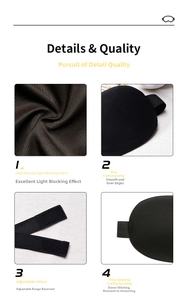 Detail showing 3D sleep mask high-density blackout fabric and adjustable velcro strap