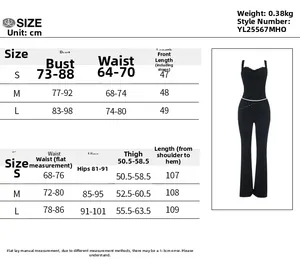 Tabella taglie dettagliata per set top in pizzo e pantaloni a zampa con misure in cm