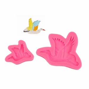 Pink crane silicone mold set for fondant cake decorating and DIY craft projects