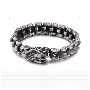 Macro shot of punk style dragon scale steel bracelet weighing 115g and measuring 210x16mm