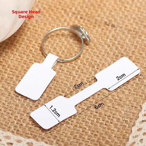 Detailed size specifications for white self-adhesive square jewelry price tags on rings
