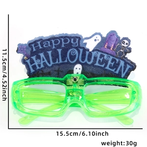 LED light-up Halloween bat glasses with Happy Halloween felt frame and green glow