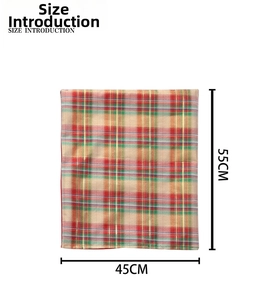 Detailed size guide for plaid Christmas chair cover measuring 55cm by 45cm